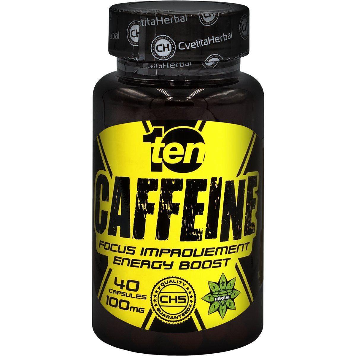 Koffein - Caffeine 10/ten (40 kapszula x 100 mg)