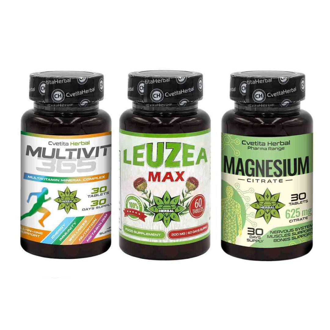 KOMBÓ CSOMAG IMMUNERŐSÍTŐ - LEVZEA MAX 60 TABL. + MULTIVIT 365 + MAGNÉZIUM 30 TABL.