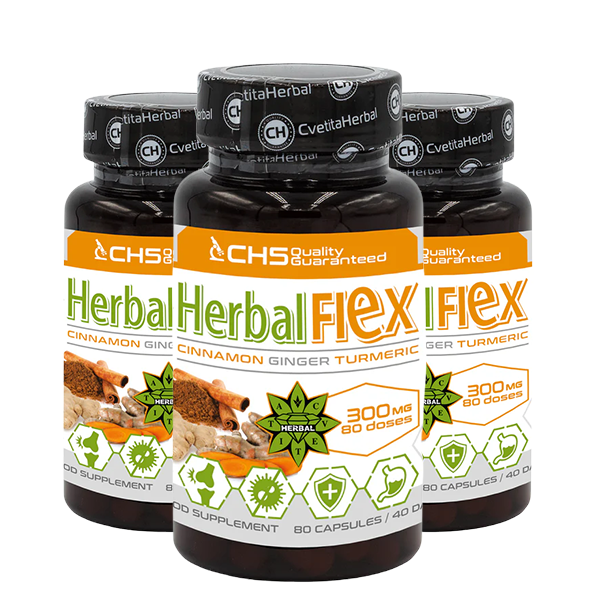 Kurkuma, Gyömbér, Ceylon Fahéj - Herbal Flex (80 kapszula x 300mg) - Herbal Flex