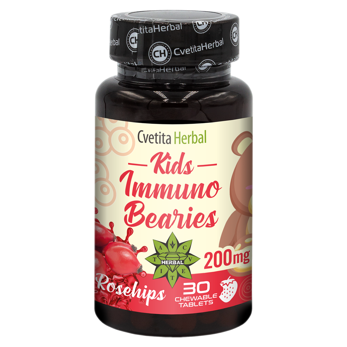 Gyermek Immunstimuláns "Csipkebogyó" - Kids Immuno Bearies (30 tabletta)