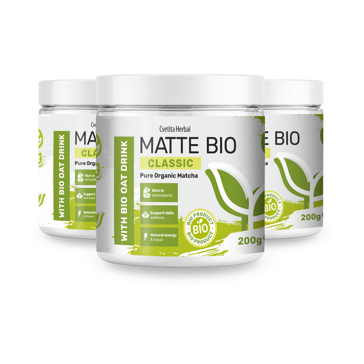 Matte Bio Classic 2+1 - akciós csomag három 200 g-os bio matcha tégellyel