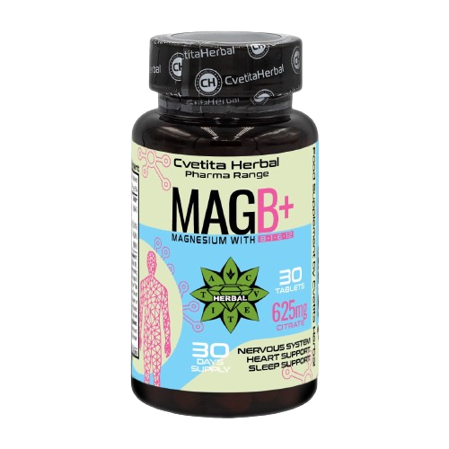 Magnézium B-vitamin Komplexszel - B1, B6, B12 (30 tabletta)