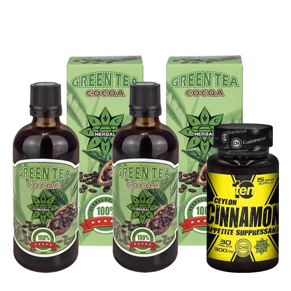 Green Tea + Cocoa - Zöld tea kakaóval 2 darab + Ajándék Ten/10 Fahéj